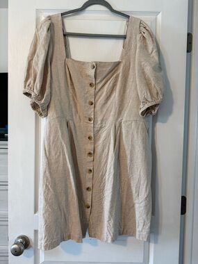 Old Navy Beige Square-Neck Button Mini Dress Size XXL
